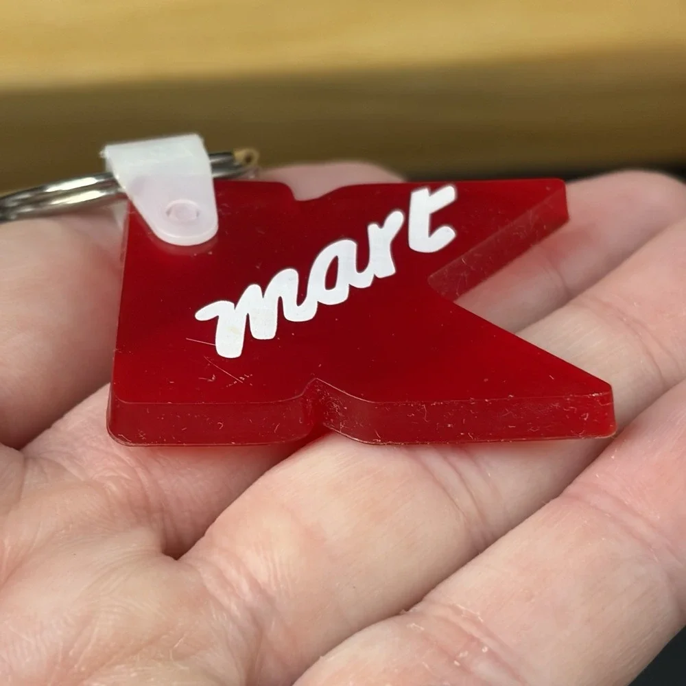 Vintage Kmart Red Acrylic K Logo Keychain 1990s Retail Store Promo Collectible
